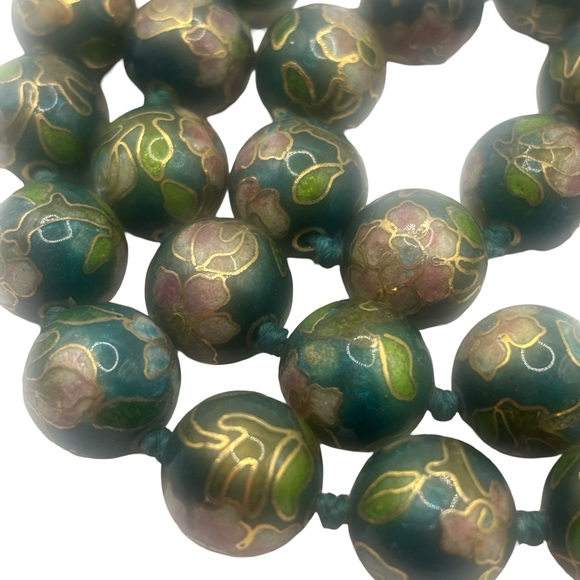 Vintage Cloisonné Enamel Necklace 30 inch - Picture 6 of 7